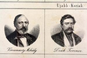 cca 1850 Hírneves magyarok képcsarnoka. Wesselényitől Deákon át Lisztig. 12 db kőnyomatos portré. 17...