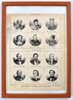 cca 1850 Hírneves magyarok képcsarnoka. Wesselényitől Deákon át Lisztig. 12 db kőnyomatos portré. 17...