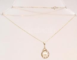 Ezüst(Ag) nyaklánc, gyöngyös függővel, jelzett, h: 3 és 49 cm, bruttó: 4,4 g