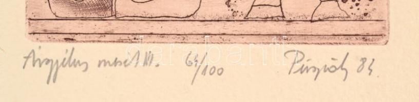 Püspöky István (1950-2018). Árgyélus mesék III. Rézkarc, merített papír, jelzett, számozott (64/100)...