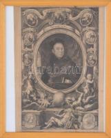 cca 1750 XIII.  Benedek pápa és Szent Benedek elődeinek rézmetszetű képe. 18x29 cm Üvegezett keretbe...