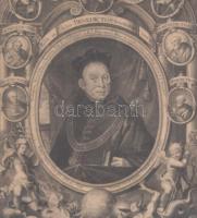 cca 1750 XIII.  Benedek pápa és Szent Benedek elődeinek rézmetszetű képe. 18x29 cm Üvegezett keretbe...