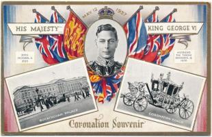 King George VI Coronation Souvenir. May 12, 1937. Buckingham Palace, Coronation Coach. Raphael Tuck & Sons Oilette Postcard No. 5317. Camera Portraits by Dorothy Wilding (EK)