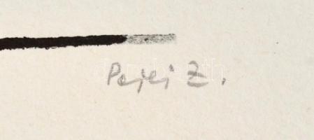 Perei Zoltán (1913-1992): Flóra. Linómetszet, merített papír, jelzett, számozott (55/100), 15x9 cm