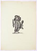 Perei Zoltán (1913-1992): Flóra. Linómetszet, merített papír, jelzett, számozott (55/100), 15x9 cm