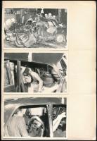 cca 1970 Közúti balesetek, 6 db fotó kartonra ragasztva, 9×14 cm