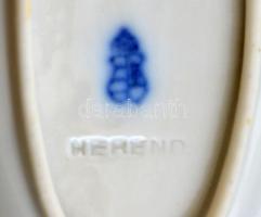 Herendi madaras porcelán tálka, jelzett, matricás, kopásnyomokkal, 6x10 cm