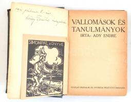 Nyugat Könyvtár, kolligátum 7 műből, nagyrészt első kiadások. :
Ady Endre: Vallomások és tanulmányo...