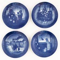 Royal Copenhagen porcelán tálak, karácsonyi jelenetekkel, 4 db, hibátlanok, jelzettek, d: 18 cm