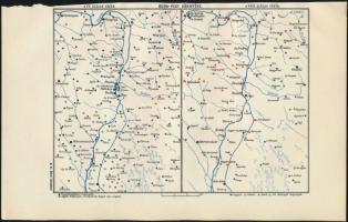 cca 1920-1940 Vegyes térkép tétel, 3 db: 
Katonai határőrvídék a XVIII. sz. elején/végén, Buda-Pest...