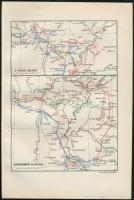 cca 1920-1940 Vegyes térkép tétel, 1848-1849-es témában, 2 db: 
A tavaszi hadjárat/Komáromtól Világ...