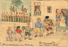 1952 Muttertag / Mothers Day greeting card, hand-drawn + Predigtstuhlbahn 1614 m Bad Reichenhall So. Stpl. (EK)