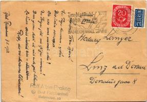 1952 Muttertag / Mother's Day greeting card, hand-drawn + "Predigtstuhlbahn 1614 m Bad Rei...