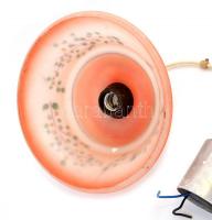 Retro üveg lámpa búra, kézzel festett, nem kipróbált, kisebb sérüléssel, d: 25 cm