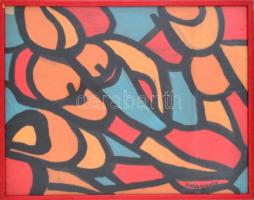 Farkasházy jelzéssel: Áramlás. Olaj, karton. Üvegezett, enyhén sérült fa keretben, 40x50 cm