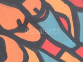 Farkasházy jelzéssel: Áramlás. Olaj, karton. Üvegezett, enyhén sérült fa keretben, 40x50 cm