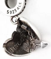 Ezüst(Ag) charm karkötőhöz, Pandora jelzéssel, h: 4 cm, bruttó: 3,65 g