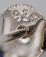 Ezüst(Ag) karikafülbevaló-pár, kék kővel, Pandora jelzéssel, d: 1,8 cm, bruttó: 2,9 g