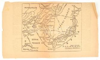 1904 A kelet-ázsiai harctér, 1:5.000.000, Budapesti Hírlap 32-33. o., 1904. feb. 14., 42x65 cm +cca ...