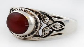 Ezüst(Ag) gyűrű, berakással, jelzett, méret: 55, bruttó: 3,5 g