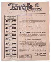 1941. Török A. és Társa Bankház Rt. - 60. Magyar Osztálysorsjáték értesítője, felhívása és megrendelő szelvénye