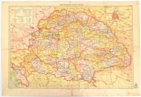 1939 Magyarország politikai térképe, 1:2.500.000, M. Kir. Honvéd Térképészeti Intézet, kartonra kasírozva,29x43 cm