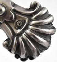 Ezüst(Ag) cukorcsipesz, jelzett, kis horpadással a tetején, h: 18 cm, nettó: 62,5 g