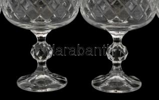 Claudia csehszlovák kristály pezsgős pohár készlet, 6db, jelzés nélkül, apró csorbával, lepattanások...