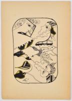 Szász jelzéssel: Női arcok. Vegyes technika, papír, sérült (szakadásokkal), 13,5x20 cm