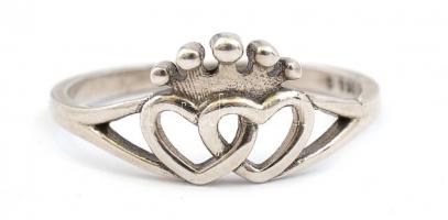 Ezüst(Ag) szívecskés gyűrű, Pandora jelzéssel, méret: 53, nettó: 1,5 g