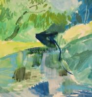 Bernáth jelzéssel: Patak. Akvarell, papír, sarkaiban ragasztás nyomaival, 29,5x41,5 cm
