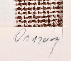 Ország jelzéssel: Absztrakt kompozíció. Nyomat, papír, paszpartuban, 32,5x44,5 cm