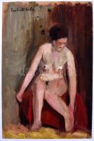 Perlrott jelzéssel: Ülő női akt. Olaj, karton, 45,5x30 cm