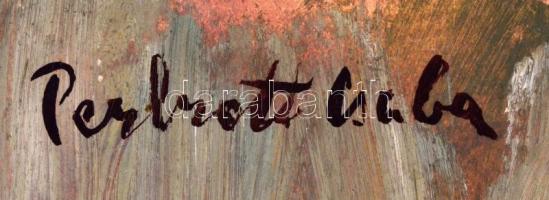 Perlrott jelzéssel: Ülő női akt. Olaj, karton, 45,5x30 cm