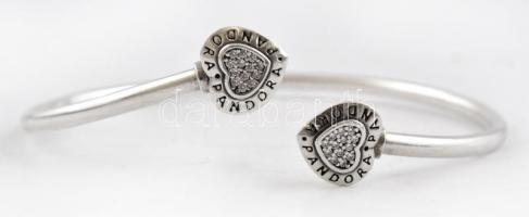 Ezüst(Ag) karperec, szívecskés díszítéssel, Pandora jelzéssel, 6×5,5 cm, bruttó: 7,3 g