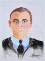 Vörös jelzéssel: Férfi portré. Kréta, papír, 42x29,5 cm