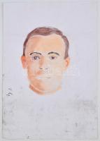 Vörös jelzéssel: Férfi portré. Kréta, papír, 42x29,5 cm