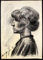 Barcsay jelzéssel: Női arckép. Szén, papír, enyhén sérült (apró szakadással), 61x43 cm