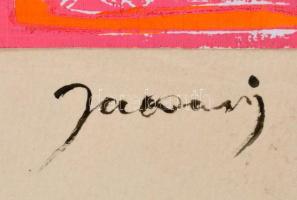 Jakovits jelzéssel: Ikonosztáz. Akvarell, kollázs, papír, 34x73 cm