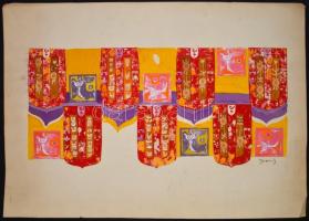 Jakovits jelzéssel: Ikonosztáz. Akvarell, kollázs, papír, 34x73 cm