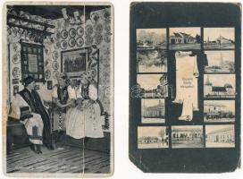 5 db RÉGI képeslap vegyes minőségben: Tusnád, népviselet, Bánffyhunyad, korcsolyázó malacok / 5 pre-...