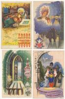 6 db régi Bozó irredenta ünnepi üdvözlőlap, művészlap / 6 pre-1945 Bozó signed irredenta greeting cards, art postcards