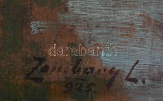 Zombory Lajos (1867-1933): Vízparton. Olaj, karton, jelzett, fa keretben, 35×49,5 cm