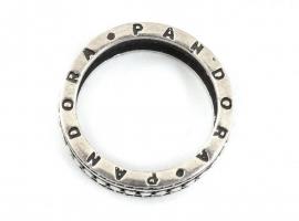 Ezüst(Ag) többsoros gyűrű, apró kövekkel, Pandora jelzéssel, méret: 54, bruttó: 4,4 g