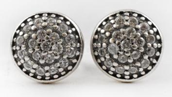 Ezüst(Ag) fülbevalópár, apró kövekkel, jelzett, d: 0,8 cm, bruttó: 1,8 g
