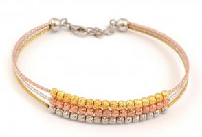 Ezüst(Ag) aranyozott karperec, jelzett, 5,5×5,5 cm, nettó: 7,9 g