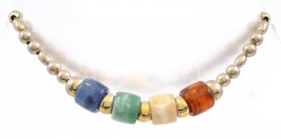 Ezüst(Ag) karkötő ásványokkal, jelzett, h: 19,5 cm, bruttó: 9,9 g