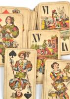cca 1910 Piatnik tarokk kártyapaklik, 2 pakli, 42+42 laposak, kék és piros hátlapokkal, de kártyabél...