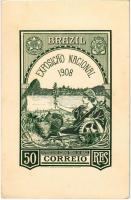 1908 Brazil, Exposicao Nacional. 50 Reis Correio Estados Unidos do Brazil / National Exposition of Brazil, 50 Reis Kings Mail, coat of arms. litho s: Bernardelli (EK)
