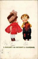 1918 I couldnt go without a chaperone. Children romantic art postcard. T.P. & Co. Series 799-12. (EK)
